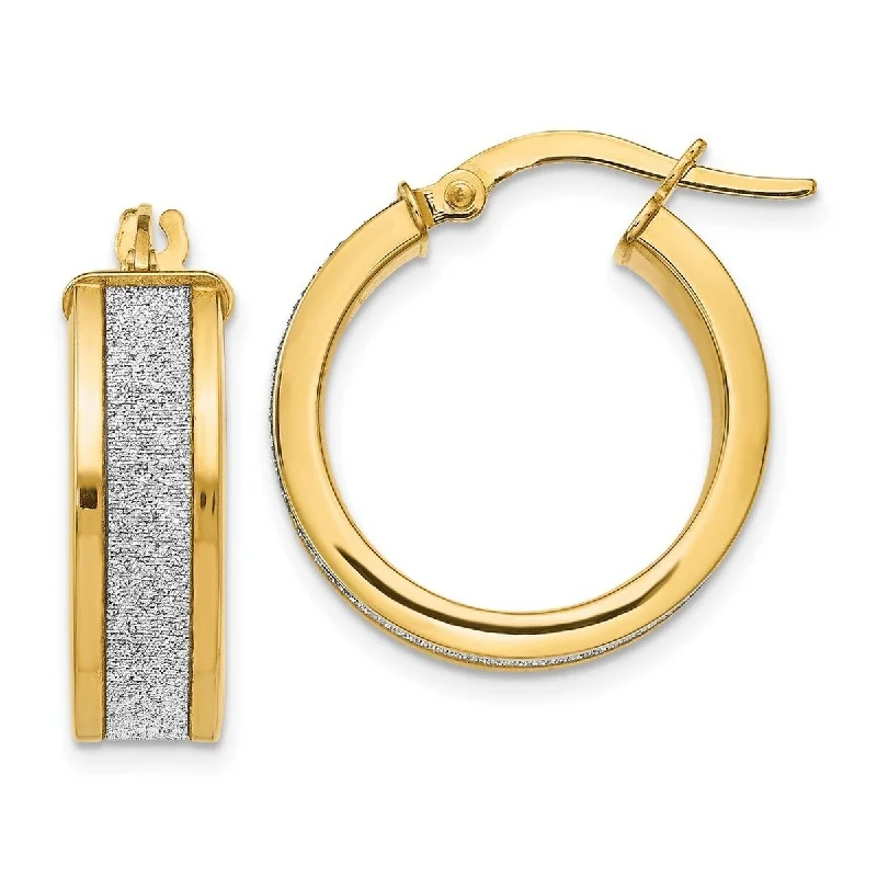 Curata 14k Yellow Gold Polished ancy Glitter Infused Hoop Earrings (6mm x 26mm)