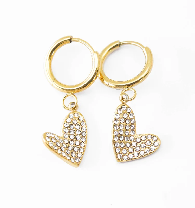 Pave Heart Earrings