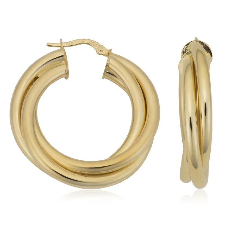 Fremada Italian 10k Yellow Gold 6x20-mm Triple Hoop Earrings