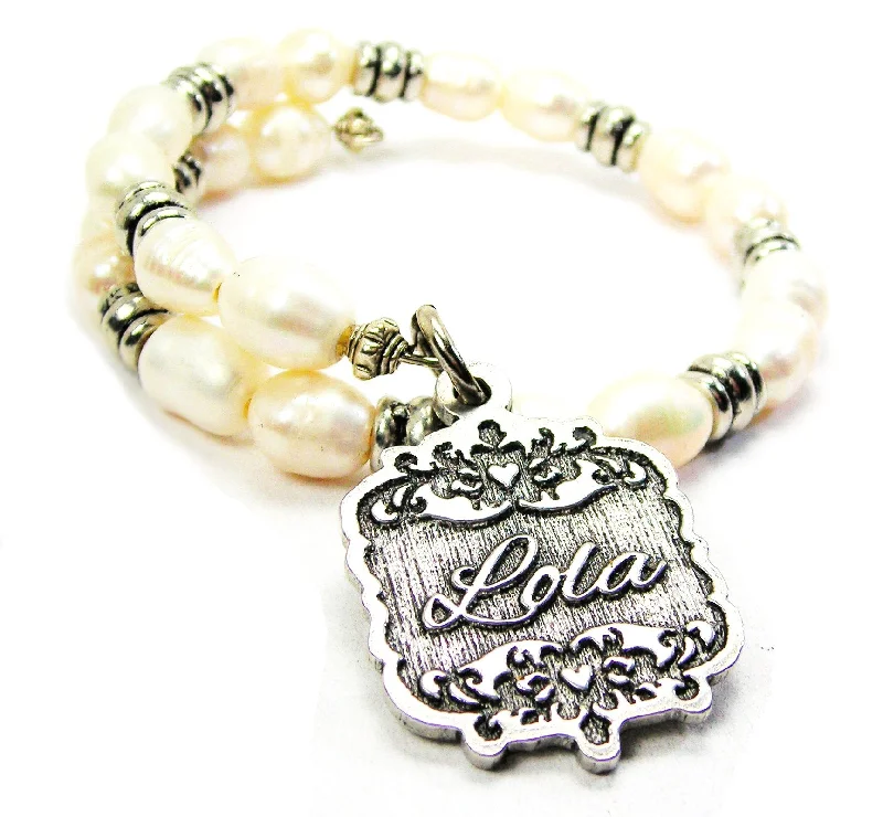 Lola Victorian Scroll Fresh Water Pearl Wrap Bracelet