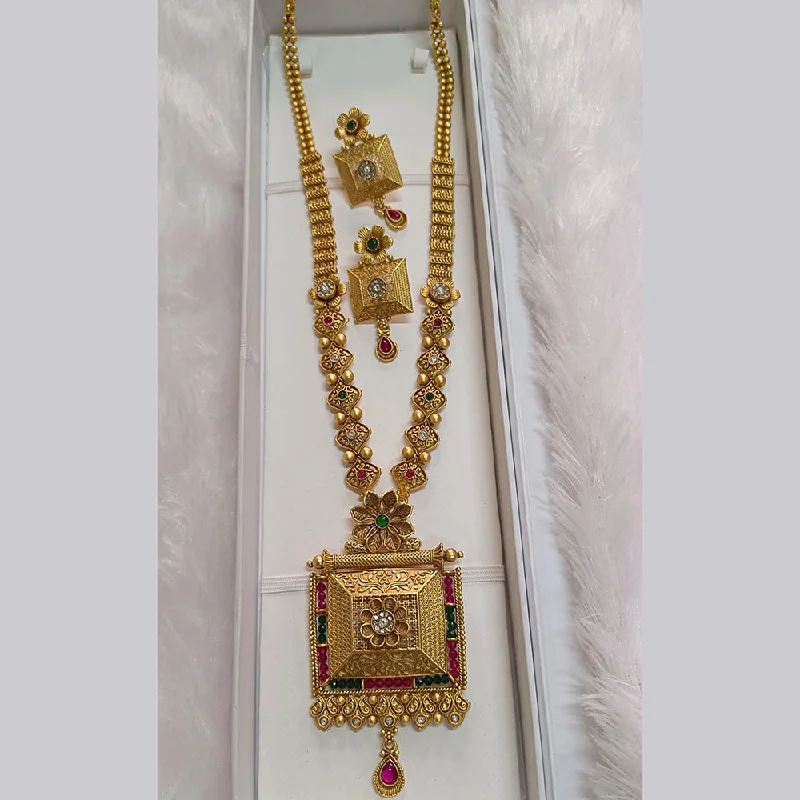 Pari Art Jewellery Forming Pota Stone Long Necklace Set