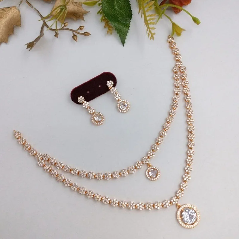 Aamrapali Rose Gold Plated AD Necklace Set