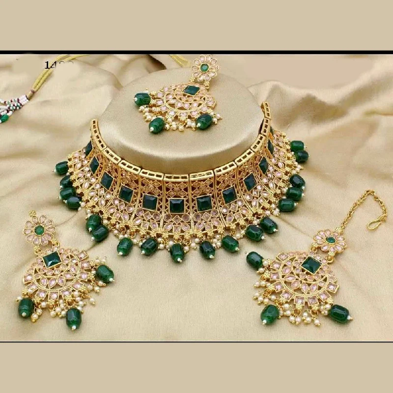 Sai Fashion Gold Plated Crystal Stone Choker Necklace Set