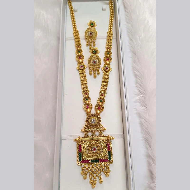 Pari Art Jewellery Forming Pota Stone Long Necklace Set