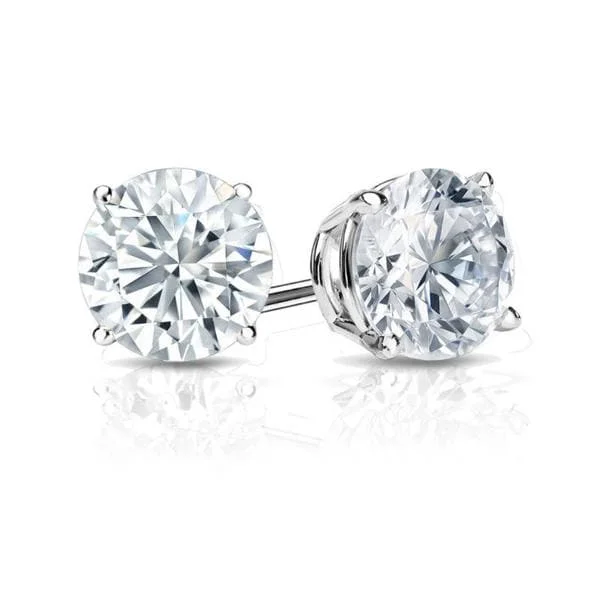 Auriya Platinum GIA Certified 3.20 carat TDW Round Diamond Stud Earrings