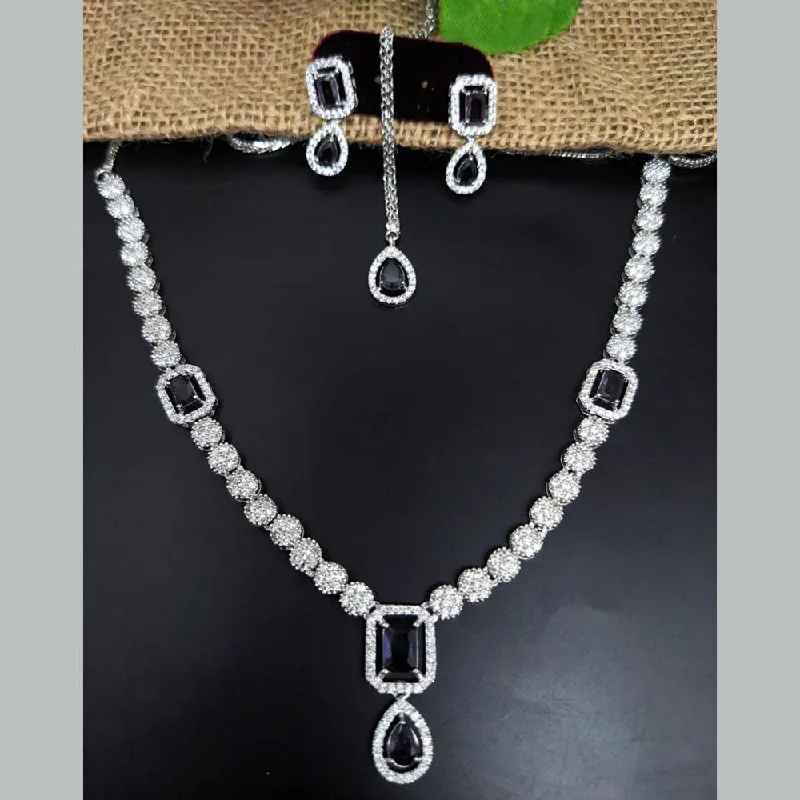 Aamrapali Silver Plated AD Necklace Set