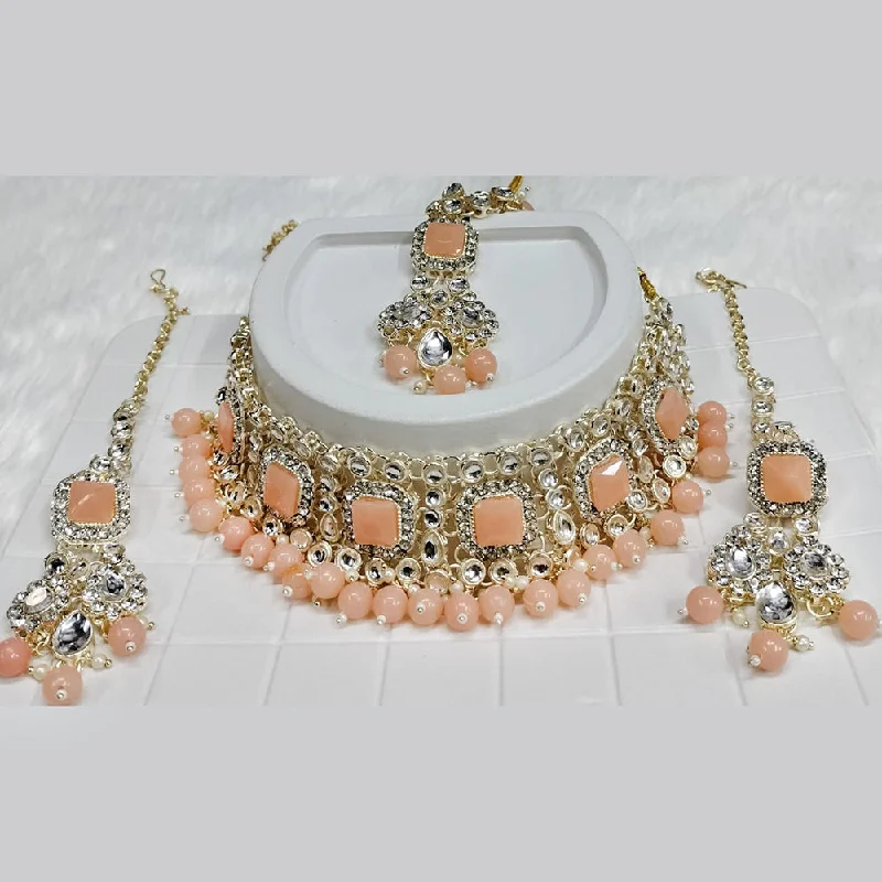 Kumavat Jewels Gold Plated Kundan Stone Choker Necklace Set