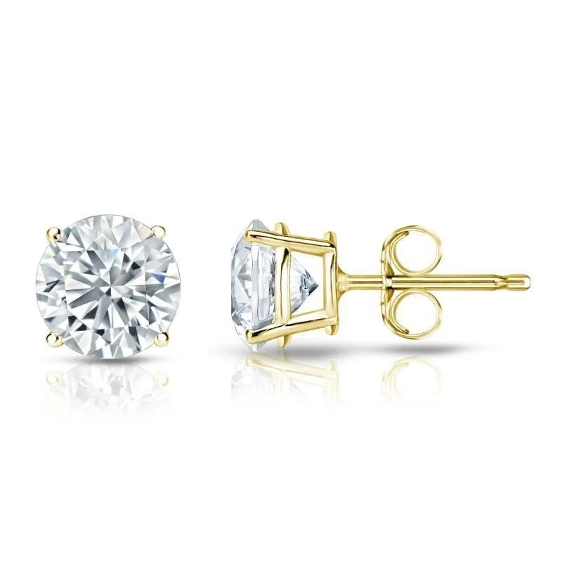 Auriya 18k Gold GIA Certified 6 carat TW Round Diamond Stud Earrings