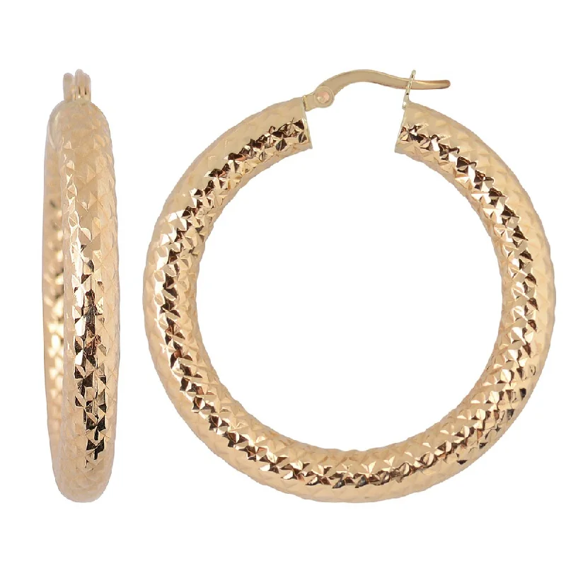 Fremada Diamond-cut 10k Yellow Gold Hoop Earrings