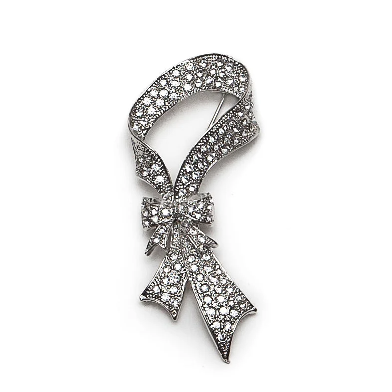 Sparkly Crystal Ribbon Brooch