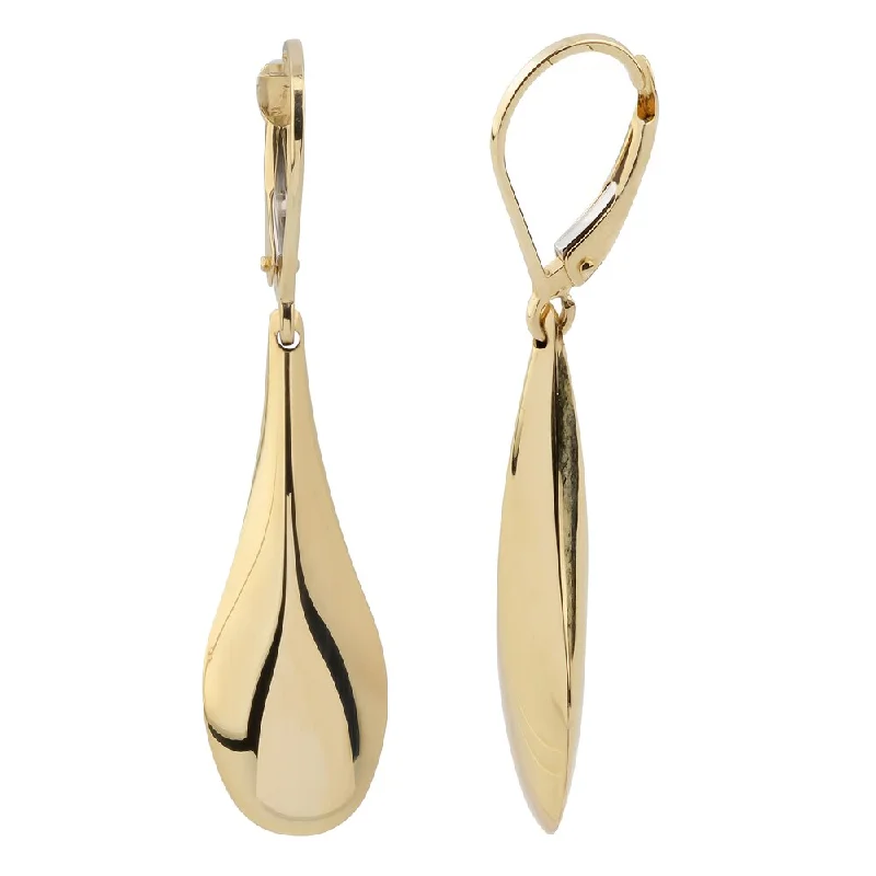 Fremada 14k Yellow Gold Puffed Teardrop Leverback Earrings