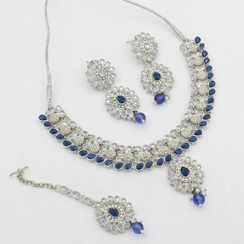 Manisha Jewellery Silver Plated Crystal Stone Necklace Set