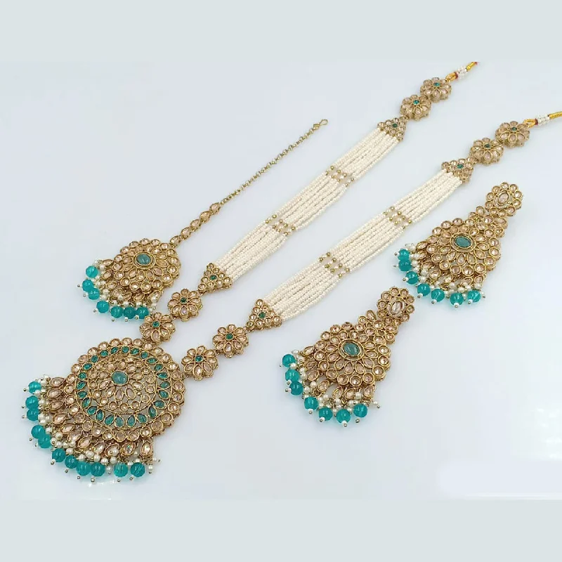 Rani Sati Jewels Gold Plated Crystal Stone Long Necklace Set