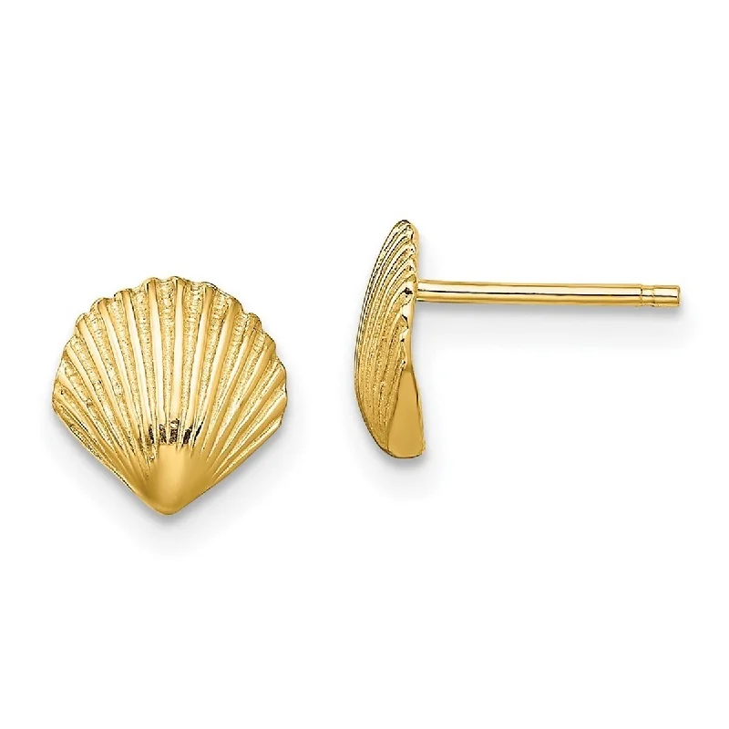 Curata 14k Gold Scallop Shell Post Earrings Jewelry Gifts for Women