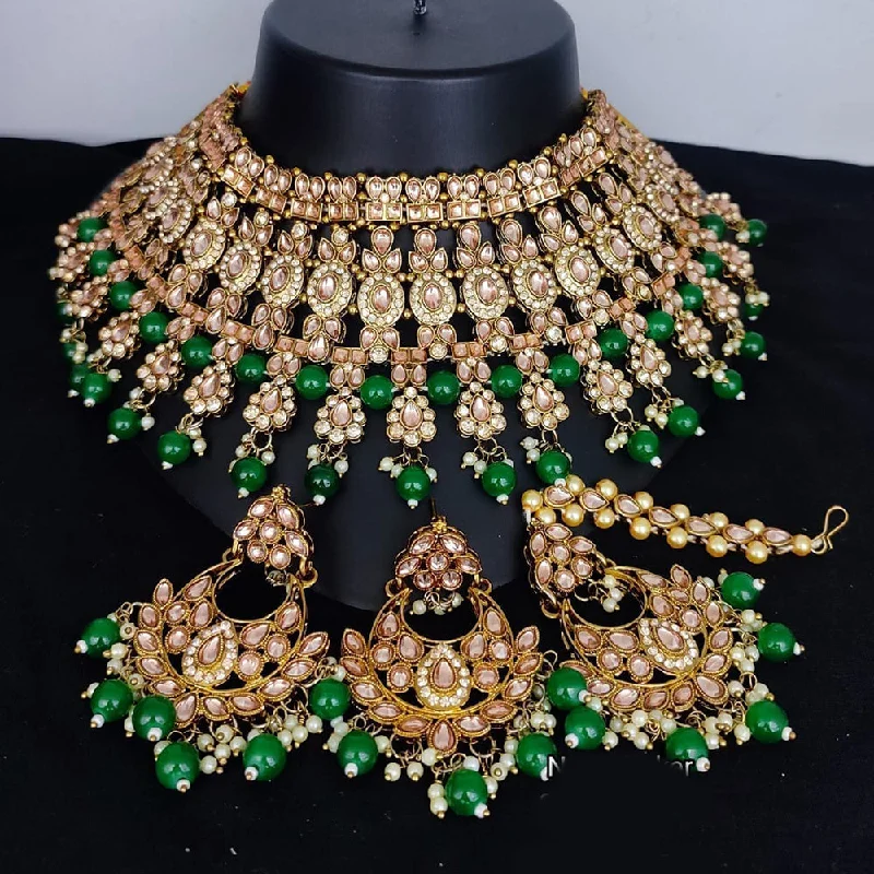 Lucentarts Jewellery Gold Plated Kundan Choker Necklace Set