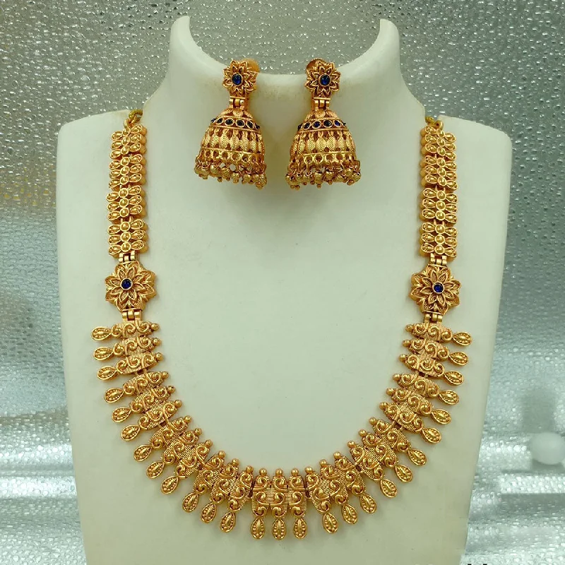 FS Collection Gold Plated Pota Stone Necklace Set