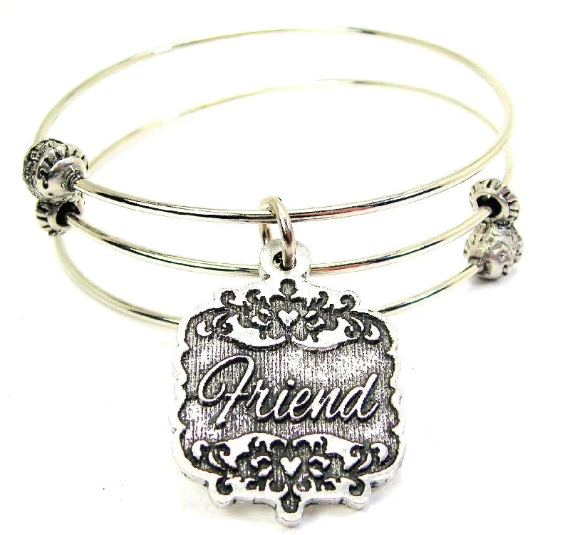 Friend Victorian Scroll Triple Style Expandable Bangle Bracelet