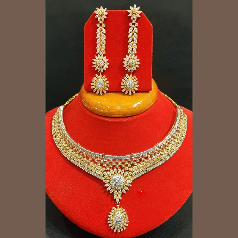 Jain Jewellers Gold Plated AD Stone Choker Necklace Set