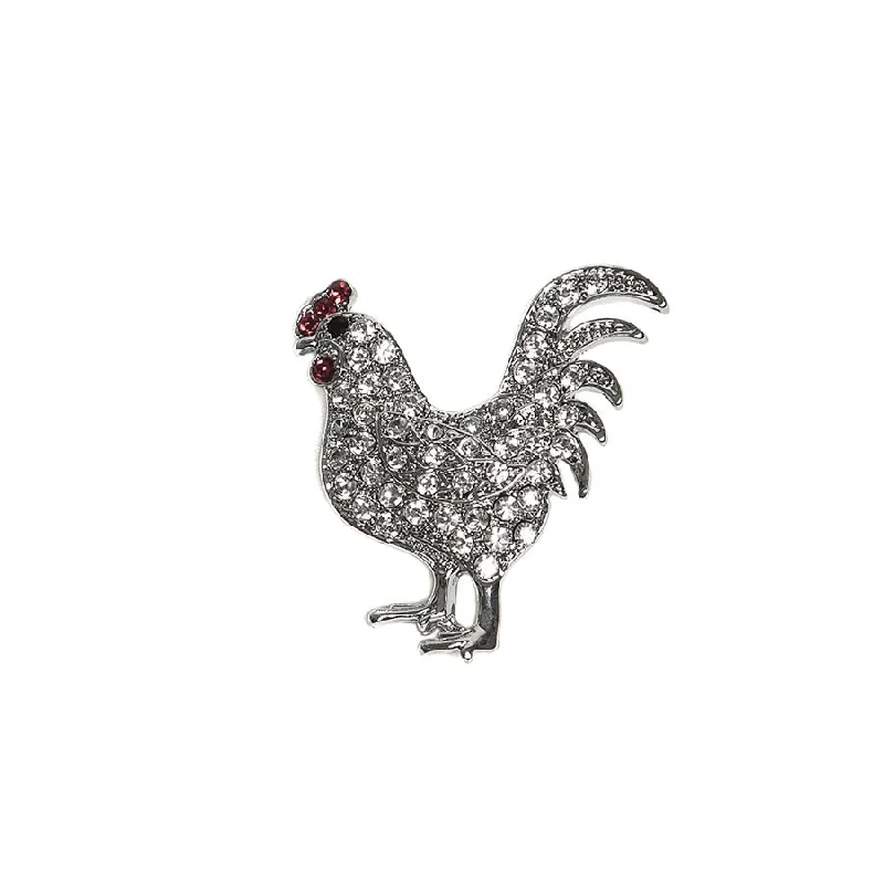 Sparkly Diamante Rooster Brooch