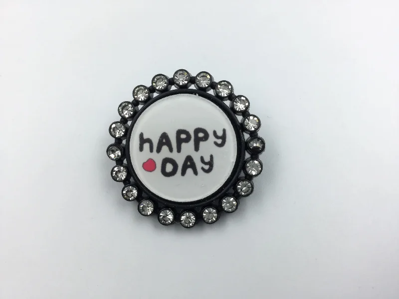 Happy Day  Heart Shape White and Black Brooch