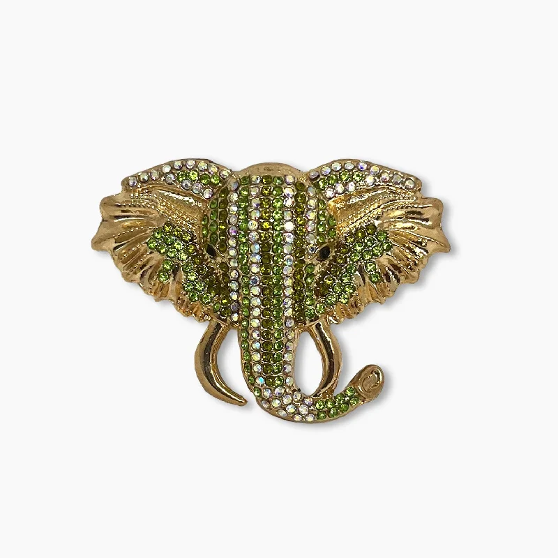 Elephant Stone Studded Metal Brooch