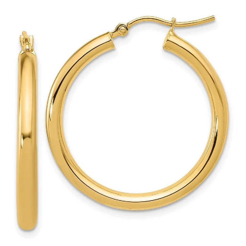 Curata 14k Yellow Gold 30x3mm Polished Hinged Hoop Earrings