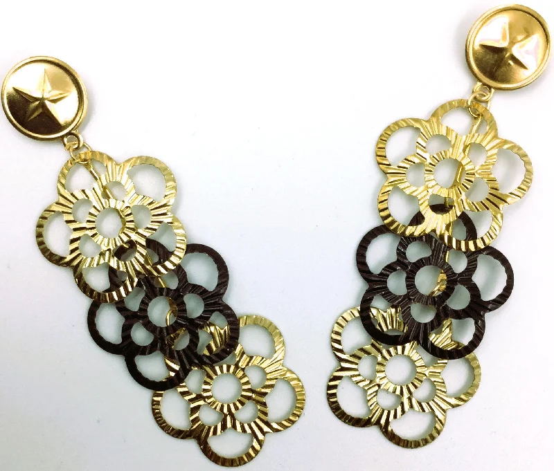 Golden & Black Flower Brooch