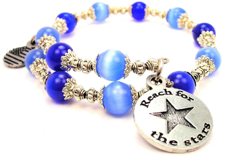 Reach For The Stars Circle Cat's Eye Beaded Wrap Bracelet