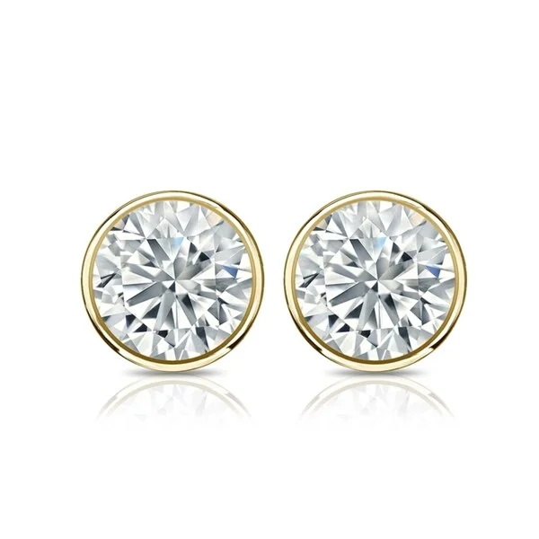 Auriya 4 1/2ctw Round Diamond Stud Earrings Bezel-set 18k Gold - GIA Certified