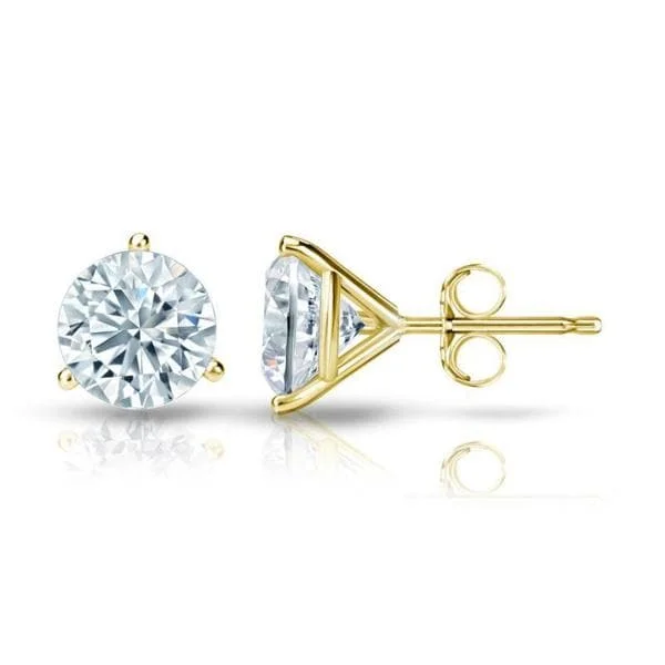 Auriya 1 1/2ctw 3 Prong Martini Set Round Diamond Stud Earrings 18kt Gold GIA Certified