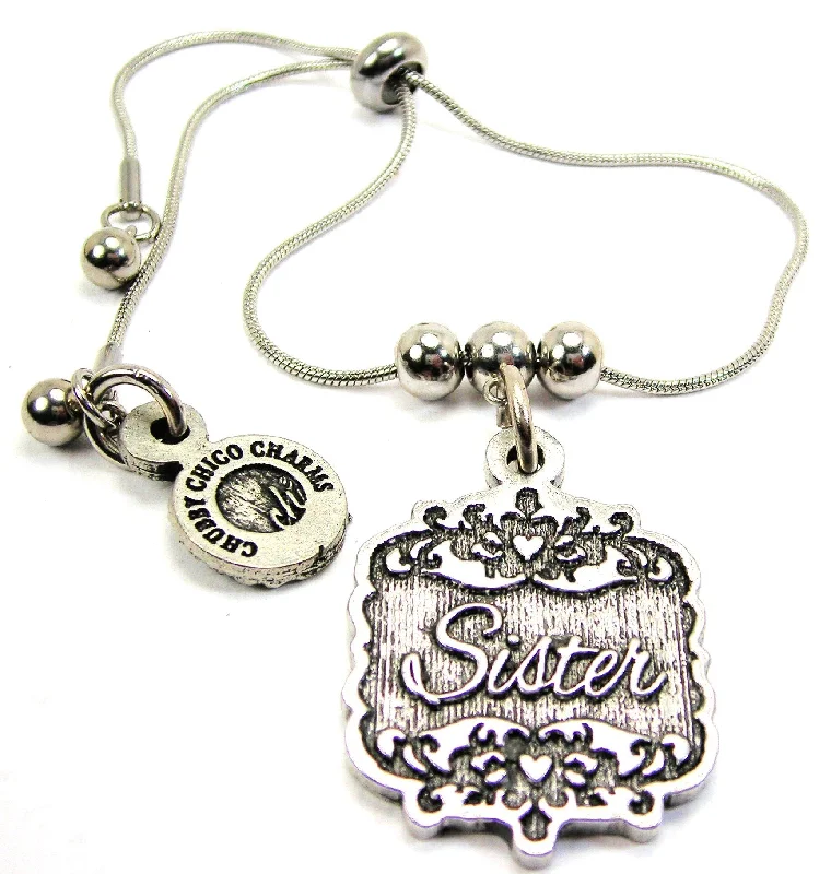 Sister Victorian Scroll Slide Chain Bracelet