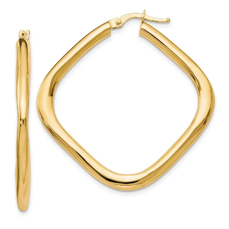 Curata 10k Yellow Gold Polished Large 42x4.25mm Square Hoop Earrings