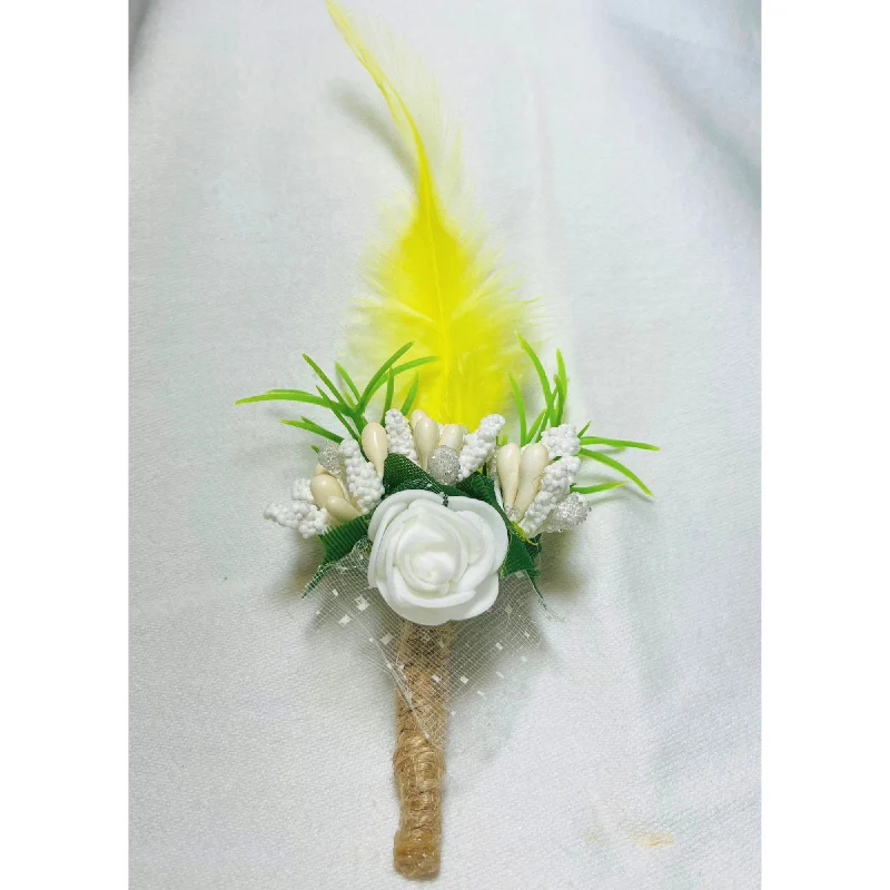 Multicolor Faux Feather Flower Brooch