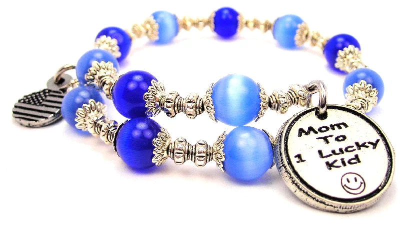 Mom To One Lucky Kid Cat's Eye Beaded Wrap Bracelet