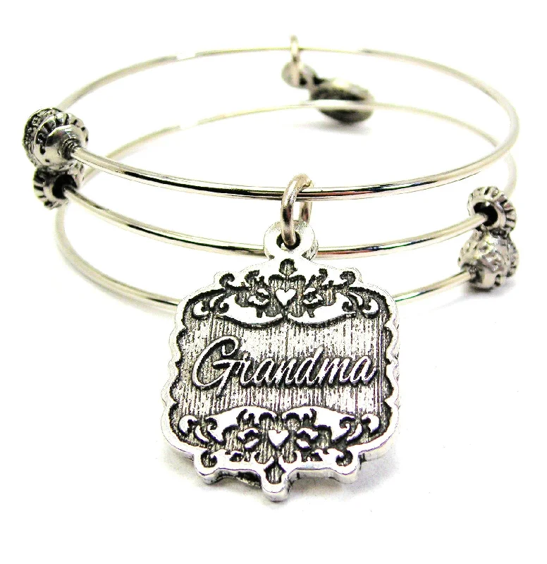 Grandma Victorian Scroll Triple Style Expandable Bangle Bracelet