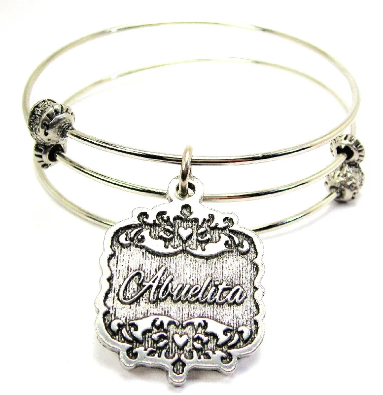 Abuelita Victorian Scroll Triple Style Expandable Bangle Bracelet