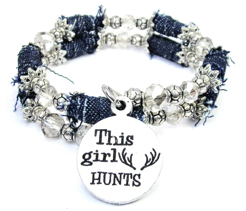 This Girl Hunts Blue Jean Beaded Wrap Bracelet