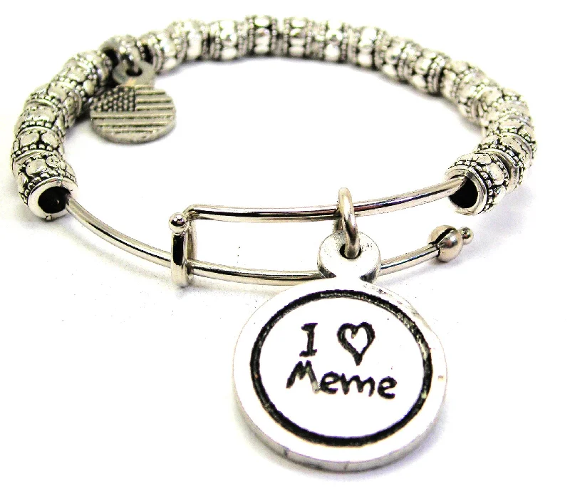 I Love Meme Metal Beaded Bracelet