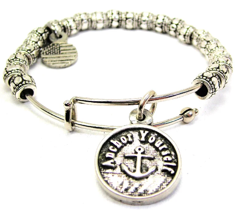 Anchor Yourself Metal Beaded Bracelet