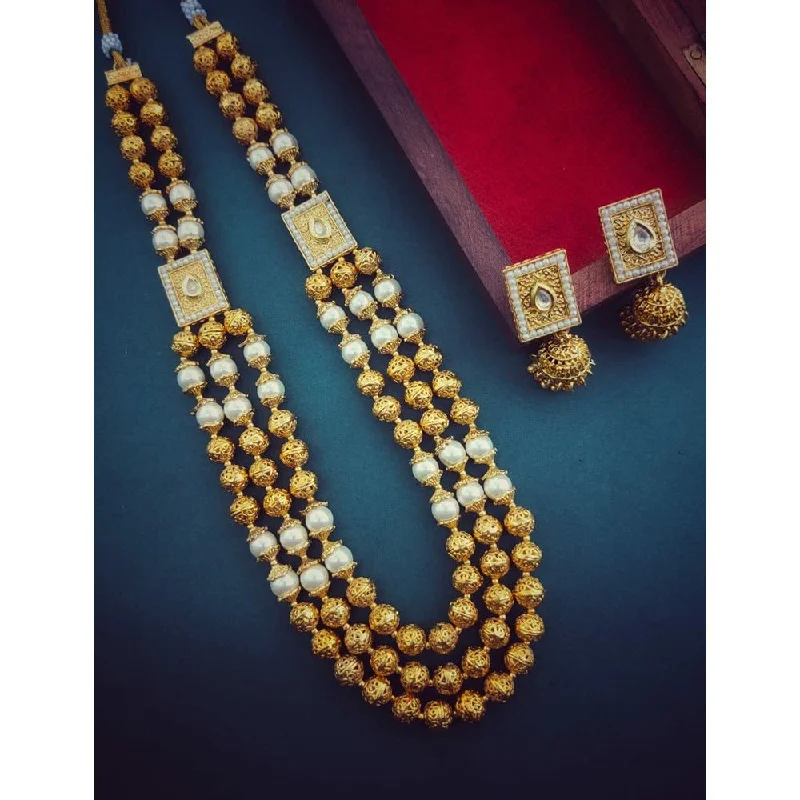 Akruti Collection Gold Plated Long Necklace Set