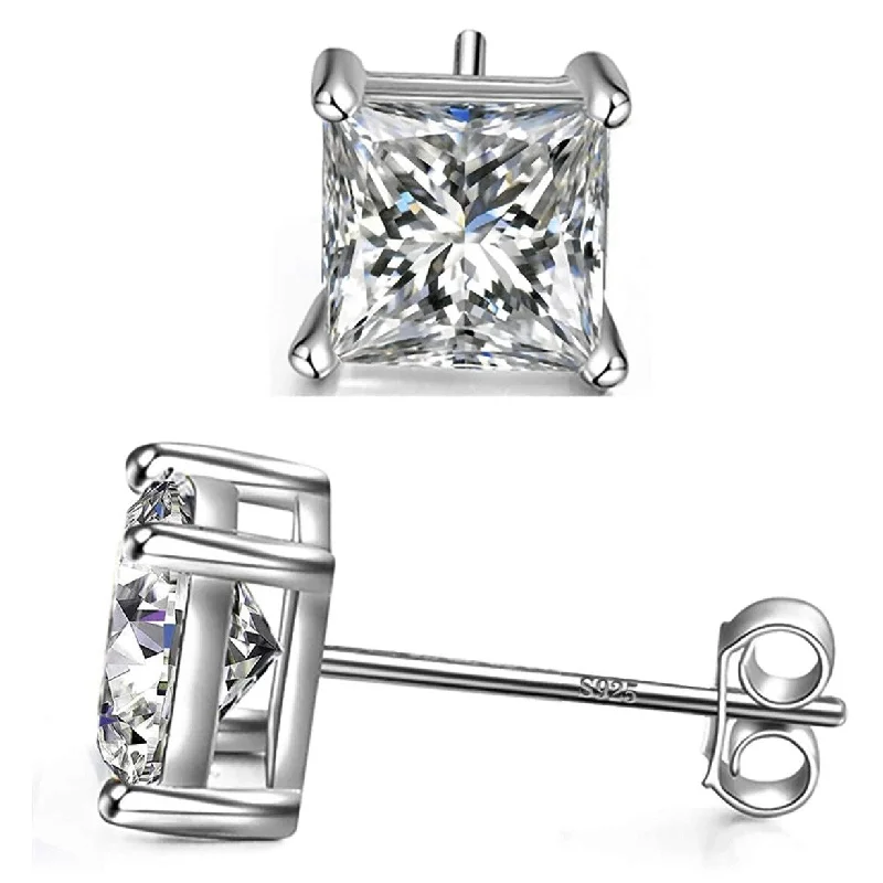 Donatello Gian Sterling Silver 7MM Square Cut Studs Earrings