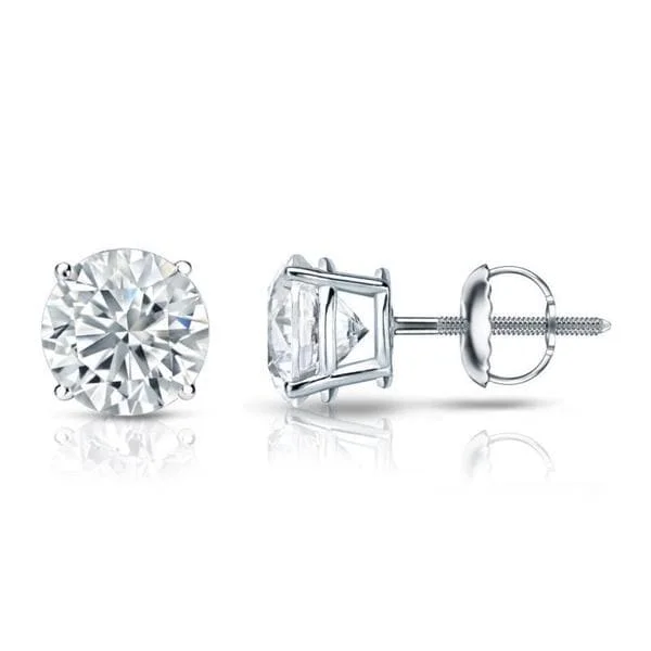 Auriya Platinum Certified 4 carat TDW Round Diamond Stud Earrings