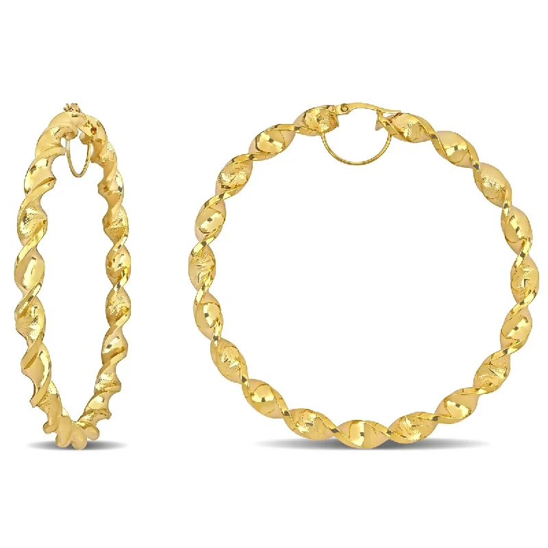 Miadora 74mm Twisted Hoop Earrings in 14k Yellow Gold