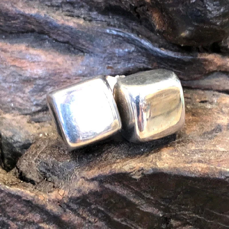 Solid Sterling Silver Cube Pierced Post Earrings