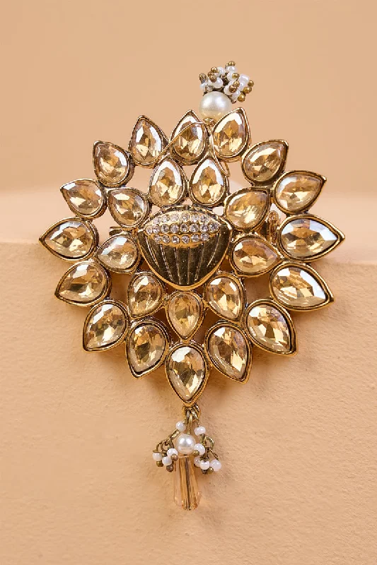 Gold Crystal Brooch